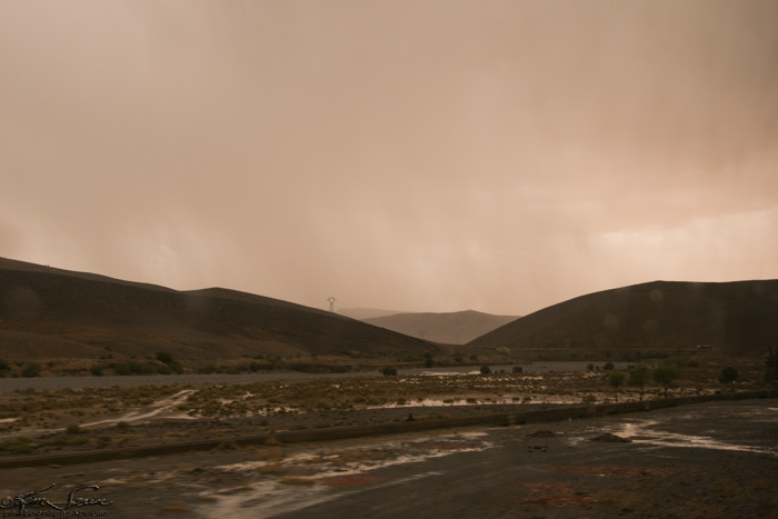 Drive to Erfoud, Morocco 9-14-14: Rain smelled fresh and settled the dust.