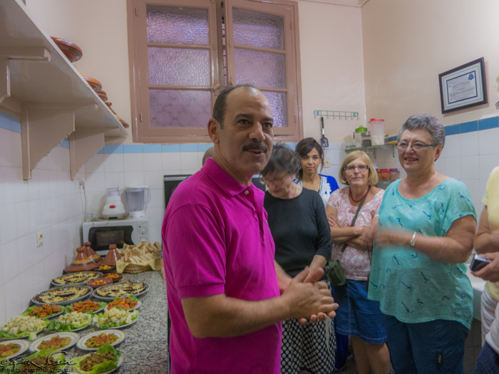 Fez, Morocco 10-13-2014: We were invited into the kitchen to see the salad vegetables.