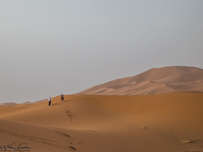 Morocco 9-15 to 17-2014, Morocco 9-15 to 9-17-2014, Sahara near Merzouga: S and K stay for the changing light and shadows.