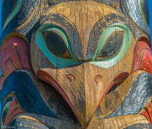 Details of totem native art in the Sitka Historical Museum