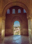 Granada-Decorative doorway view of Granada from the Alhambra.