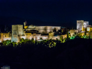 Granada-Alhambra at night from the hills of Granada