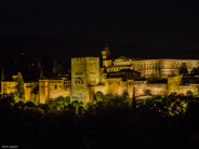 Granada-Another of Alhambra at night from the hills of Granada