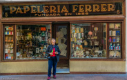 Seville-I pose in front of the pen store for Carla's photo.