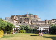 Delhi to Jaipur: old fort on the hill above our lovely lunch place.