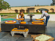 Delhi: Burial site of Gandhi. New flowers arranged each day.