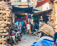 We enter Old Varanasi's narrow streets to leave the ghats.
