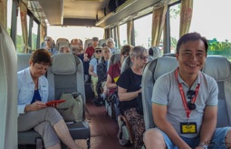 On the bus going to the My Son Champa ruins.  Small enough group that most people can have two seats and a window.