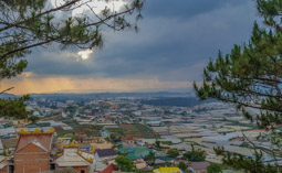 The Dalat valley of greenhouses.