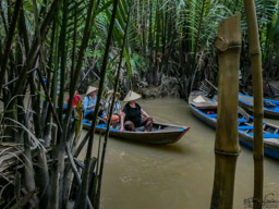 The sampan ride was on a narrow waterway closed in by vegetation.  I found it interesting, but not everyone like it.