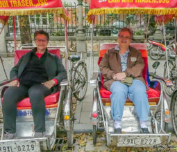 Our first trip through Hanoi will be in these cyclos, three wheeled bicycles with chairs.