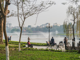 A view of the lake in the middle of Hanoi.