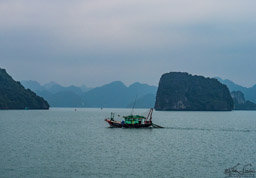 HaLong Bay.  Setting up for a day of fishing?
