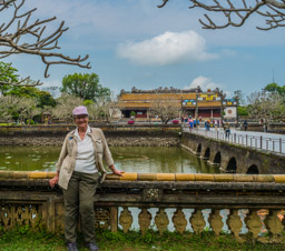 In front of the moat (river) at Hue Imperial Citadel UNESCO.