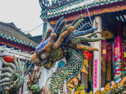 Detail-Dragon fountain in front of Quang Trieu Cantonese Assembly Hall.