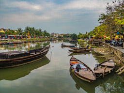 Busy Bon River in Hoi An.