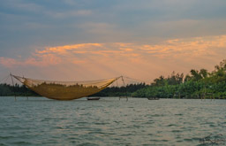 Big fishing net, amazing sunset.