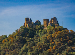 Castle on a hilltop, which is where many of them are located, but not always.