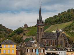 Not castles, but appears to be two old churches, one in town and one on the hilltop.