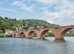 Huge houses line the Neckar across from Heidelberg Old Town.