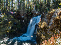 Slow shutter speed and sun sparkles:  Moose Falls.