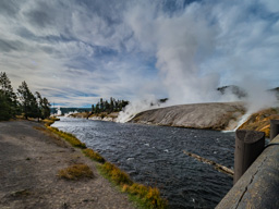 Hot liquid pouring into the Firehole River.