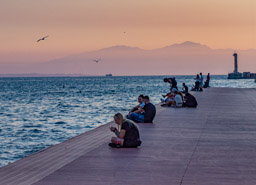 Welcome to Thessaloniki.  Am evening stroll along the Aegean Sea.