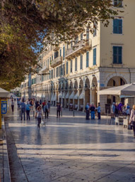 Beautiful streets in Old Town area of Corfu.
