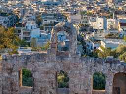 The theater windows overlook Athens.