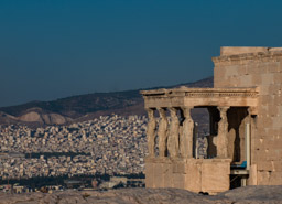 One of the temples called the Erechtheion with the six Caryatids serving as columns in the 